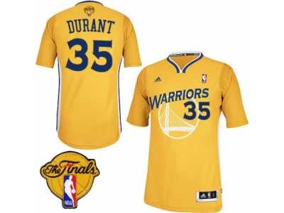 Youth Adidas Golden State Warriors #35 Kevin Durant Swingman Gold Alternate 2017 The Finals Patch NBA Jersey