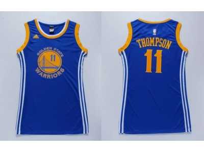 NBA Women Warriors #11 Klay Thompson Blue Dress Stitched Jerseys