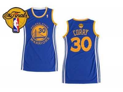 NBA Women Warriors #30 Stephen Curry Blue The Finals Patch Dress Stitched Jerseys