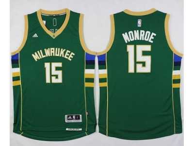 NBA Men Milwaukee Bucks #15 Greg Monroe Green Stitched Jersey