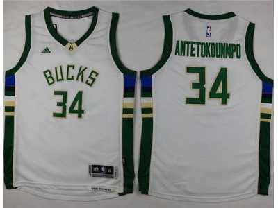 Youth Milwaukee Bucks #34 Giannis Antetokounmpo White Stitched NBA Jersey