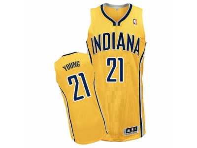 Men\'s Adidas Indiana Pacers #21 Thaddeus Young Authentic Gold Alternate NBA Jersey