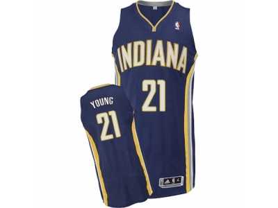 Men's Adidas Indiana Pacers #21 Thaddeus Young Authentic Navy Blue Road NBA Jersey