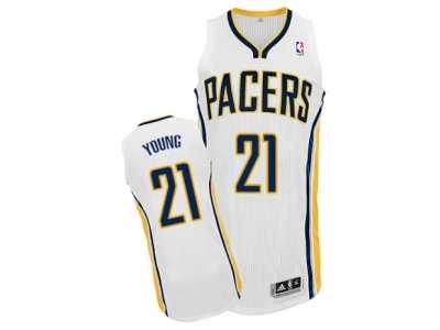 Men's Adidas Indiana Pacers #21 Thaddeus Young Authentic White Home NBA Jersey