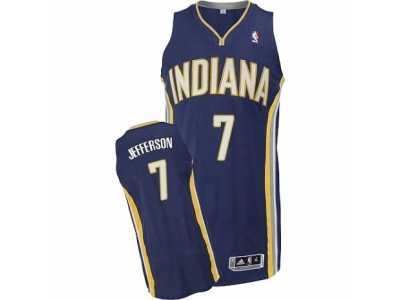 Men's Adidas Indiana Pacers #7 Al Jefferson Authentic Navy Blue Road NBA Jersey