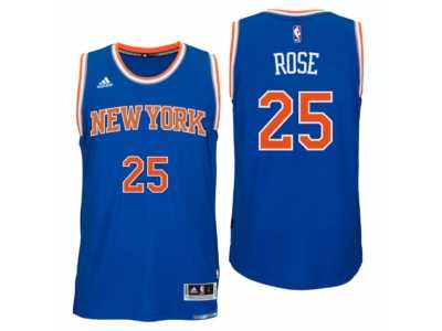 Men New York Knicks #25 Derrick Rose New Swingman Road Blue Jersey