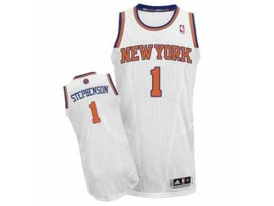Men's Adidas New York Knicks #1 Lance Stephenson Authentic White Home NBA Jersey
