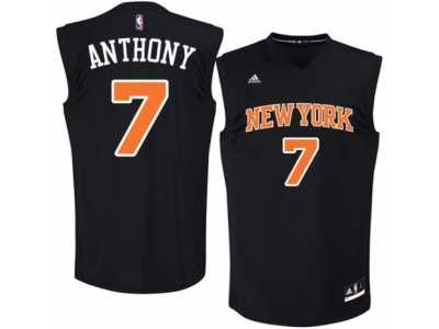 Men's Adidas New York Knicks #7 Carmelo Anthony Authentic Black Fashion NBA Jersey