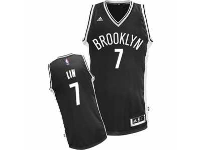 Men's Adidas Brooklyn Nets #7 Jeremy Lin Swingman Black Road NBA Jersey