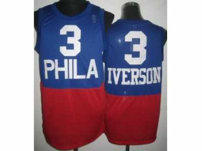 NBA Philadelphia 76ers #3 Allen Iverson Blue Red Revolution 30