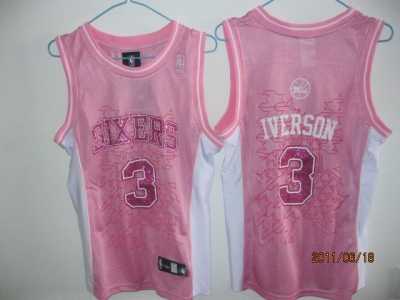 women nba philadelphia 76ers #3 iverson pink