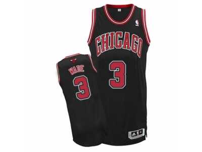 Youth Adidas Chicago Bulls #3 Dwyane Wade Authentic Black Alternate NBA Jersey