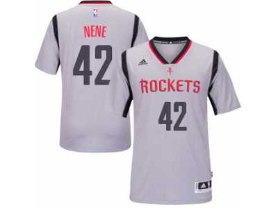 Men's Adidas Houston Rockets #42 Nene Swingman Grey Alternate NBA Jersey