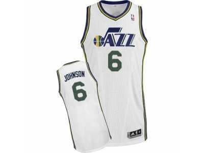 Men's Adidas Utah Jazz #6 Joe Johnson Authentic White Home NBA Jersey