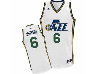 Men's Adidas Utah Jazz #6 Joe Johnson Swingman White Home NBA Jersey