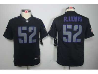 Nike Youth Baltimore Ravens #52 R.Lewis Black Jerseys(Impact Limited)