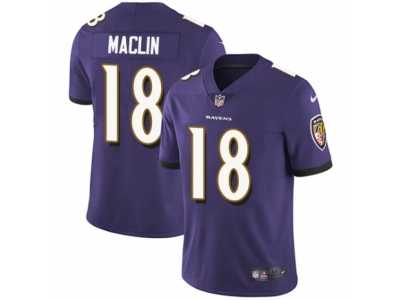 Youth Nike Baltimore Ravens #18 Jeremy Maclin Purple Team Color Vapor Untouchable Limited Player NFL Jersey