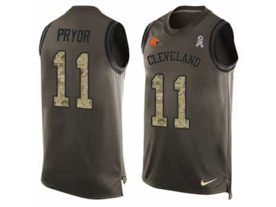 Men's Nike Cleveland Browns #11 Terrelle Pryor Limited Green Salute to Service Tank Top NFL Jersey