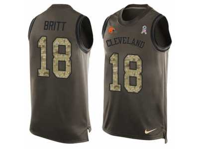 Men's Nike Cleveland Browns #18 Kenny Britt Limited Green Salute to Service Tank Top NFL Jersey