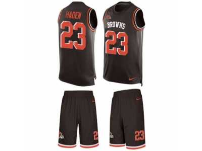 Men's Nike Cleveland Browns #23 Joe Haden Limited Brown Tank Top Suit NFL Jersey