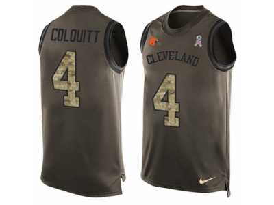 Men's Nike Cleveland Browns #4 Britton Colquitt Limited Green Salute to Service Tank Top NFL Jersey