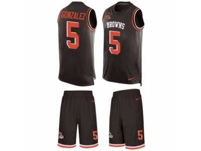 Men's Nike Cleveland Browns #5 Zane Gonzalez Limited Brown Tank Top Suit NFL Jersey