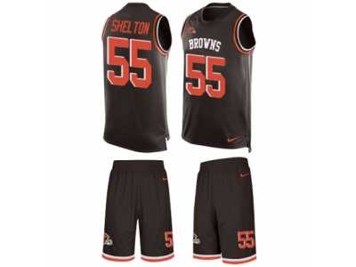 Men's Nike Cleveland Browns #55 Danny Shelton Limited Brown Tank Top Suit NFL Jersey