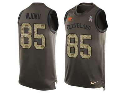 Men's Nike Cleveland Browns #85 David Njoku Limited Green Salute to Service Tank Top NFL Jersey
