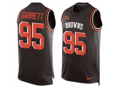 Men's Nike Cleveland Browns #95 Myles Garrett Limited Brown Player Name & Number Tank Top NFL Jersey