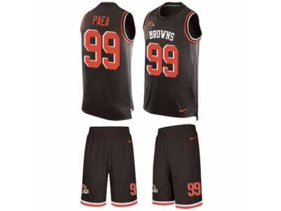 Men's Nike Cleveland Browns #99 Stephen Paea Limited Brown Tank Top Suit NFL Jersey
