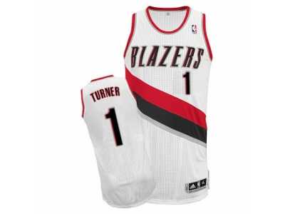 Men's Adidas Portland Trail Blazers #1 Evan Turner Authentic White Home NBA Jersey