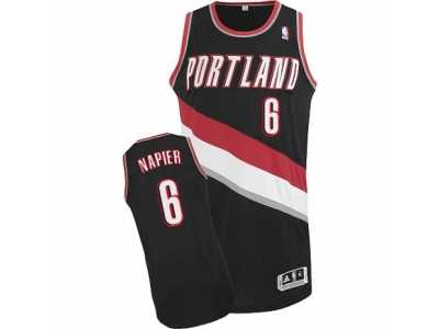 Men's Adidas Portland Trail Blazers #6 Shabazz Napier Authentic Black Road NBA Jersey