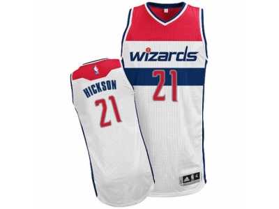 Men's Adidas Washington Wizards #21 JJ Hickson Authentic White Home NBA Jersey