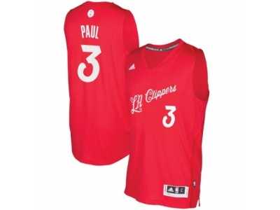 Men's Adidas Los Angeles Clippers #3 Chris Paul Authentic Red 2016-2017 Christmas Day NBA Jersey