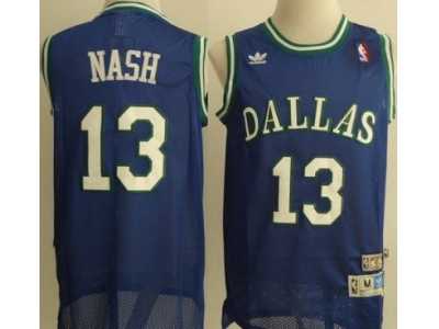 NBA Dallas Mavericks #13 Steve Nash Blue Throwback M&N Jerseys