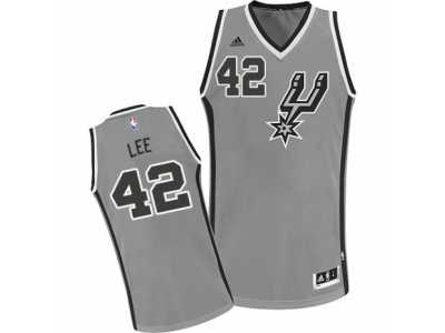 Youth Adidas San Antonio Spurs #42 David Lee Swingman Silver Grey Alternate NBA Jersey