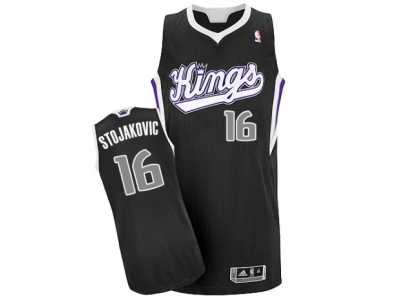 Men's Adidas Sacramento Kings #16 Peja Stojakovic Authentic Black Alternate NBA Jersey