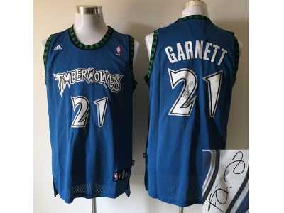 NBA Minnesota Timberwolves #21 Kevin Garnett blue jerseys(Autographed)