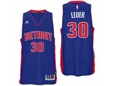 Men Detroit Pistons #30 Jon Leuer Road Blue New Swingman Jersey