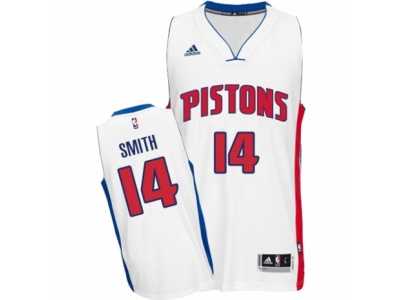 Men's Adidas Detroit Pistons #14 Ish Smith Swingman White Home NBA Jersey