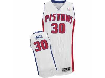 Men's Adidas Detroit Pistons #30 Joe Smith Authentic White Home NBA Jersey