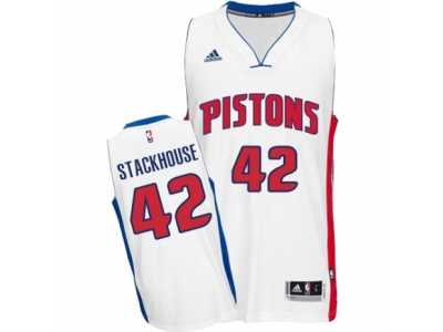 Men's Adidas Detroit Pistons #42 Jerry Stackhouse Swingman White Home NBA Jersey