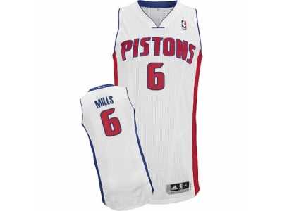 Men's Adidas Detroit Pistons #6 Terry Mills Authentic White Home NBA Jersey