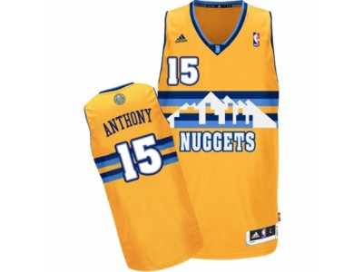 Men's Adidas Denver Nuggets #15 Carmelo Anthony Authentic Gold Alternate NBA Jersey