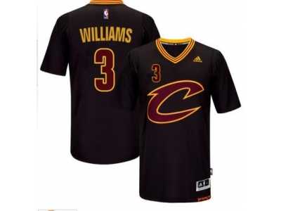 Men's Cleveland Cavaliers #3 Derrick Williams adidas Black Sleeved Player Swingman Jersey