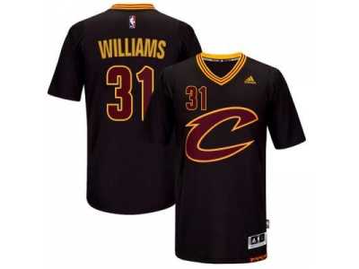Men's Cleveland Cavaliers #31 Deron Williams adidas Black Sleeved Player Swingman Jersey