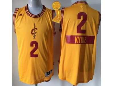 NBA Cleveland Cavaliers #2 Kyrie Irving Yellow 2014-15 Christmas Day The Champions Patch Stitched Jerseys
