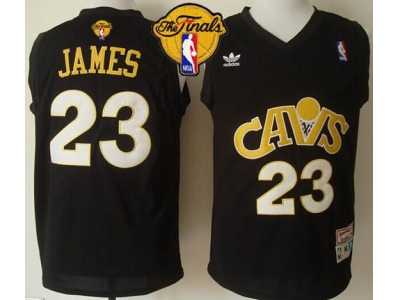 NBA Cleveland Cavaliers #23 LeBron James Black CAVS Throwback The Finals Patch Stitched Jerseys