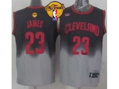 NBA Cleveland Cavaliers #23 LeBron James Black-Grey Fadeaway Fashion The Finals Patch Stitched Jerseys
