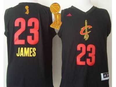 NBA Cleveland Cavaliers #23 LeBron James Black New Fashion The Champions Patch Stitched Jerseys